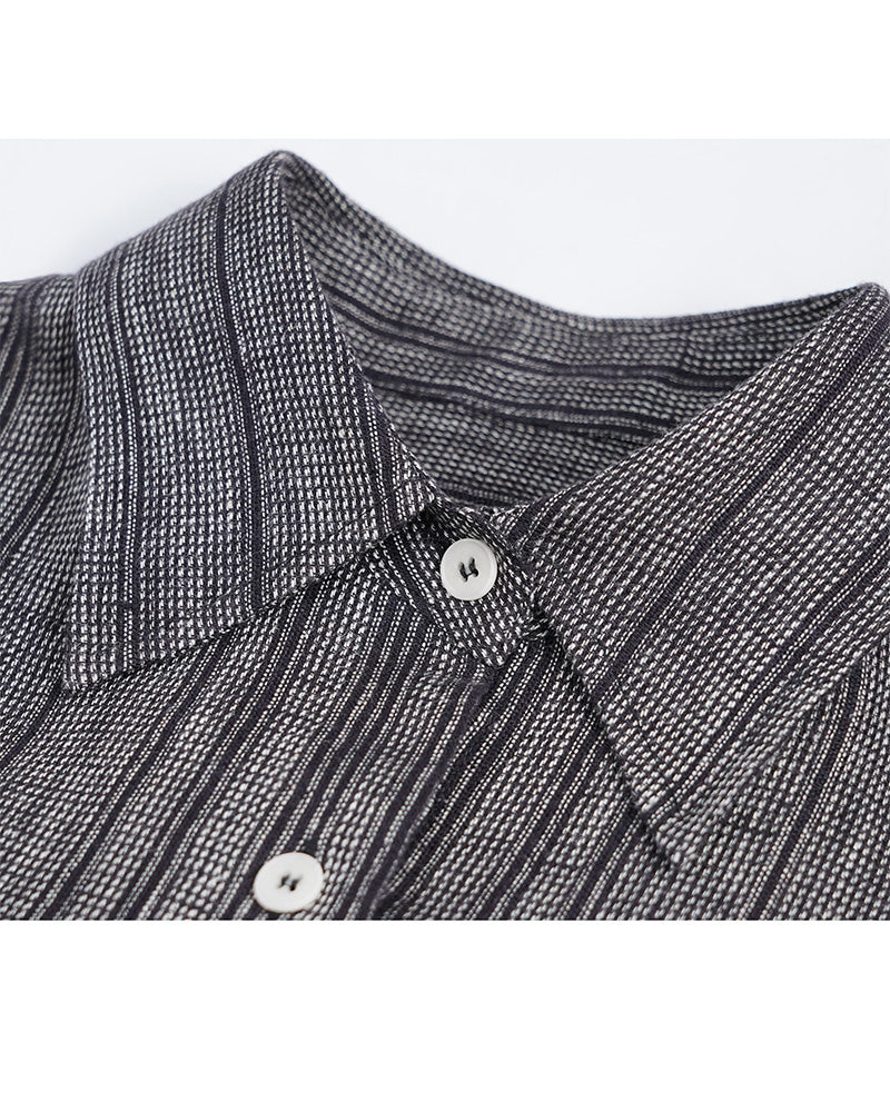 Linen Stripe Top with Fluid Trousers