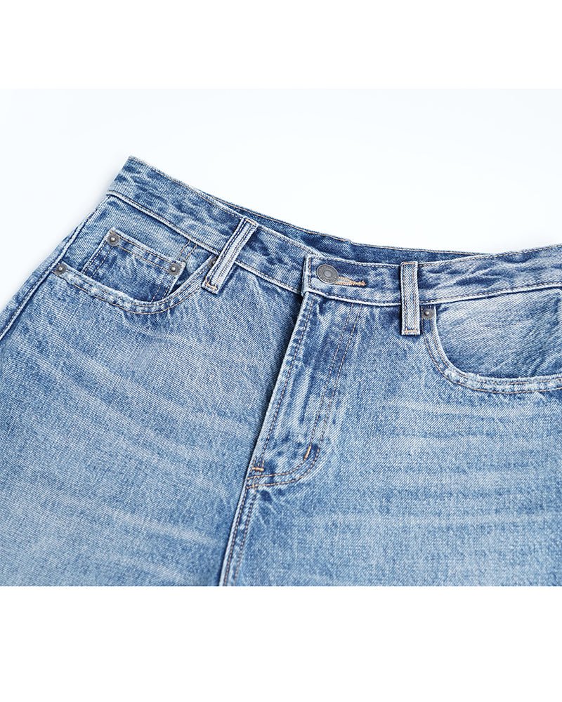 Retro Wide-Leg Denim Pants in Light Wash Suitpure