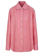 Red Linen Cotton French Collar Blouse Suitpure