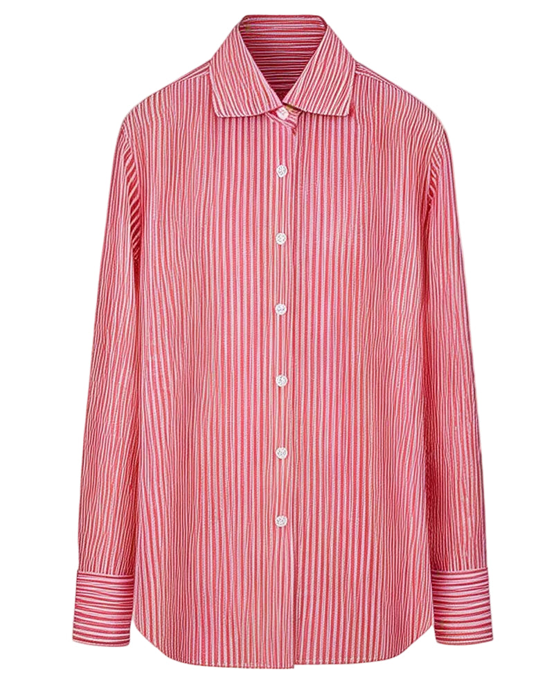 Red Linen Cotton French Collar Blouse Suitpure