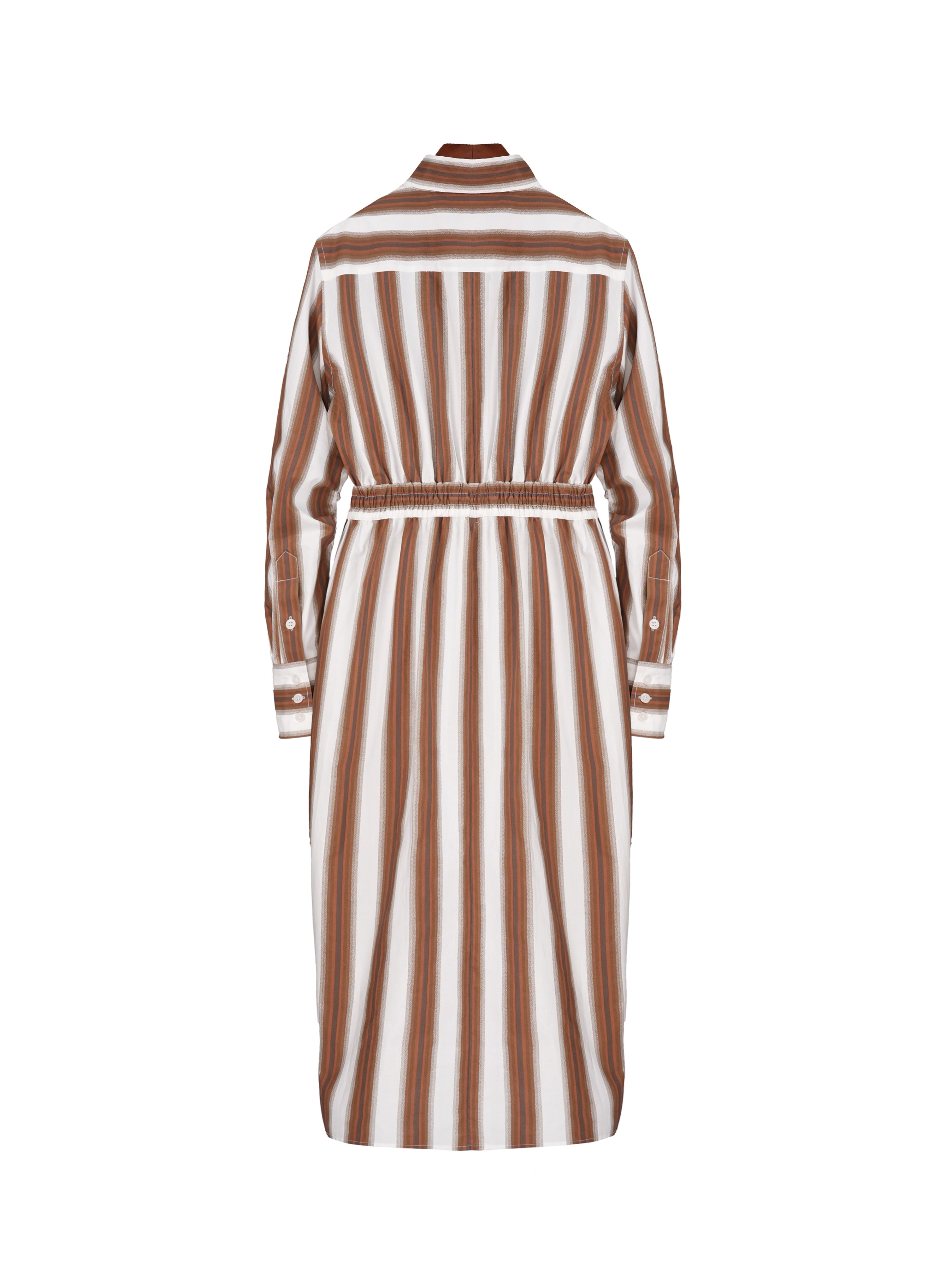Cotton Striped Shirred Convertible Shirt Dress Suitpure