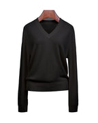 Three-Color V-Neck Pullover in Soft Knit