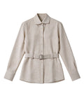 Hippie Textured Linen Blouse with Self-Tie Belt Suitpure