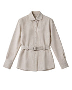 Hippie Textured Linen Blouse with Self-Tie Belt Suitpure