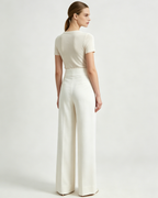 Pure Linen Wide-Leg Trousers with Wide Waistband Suitpure
