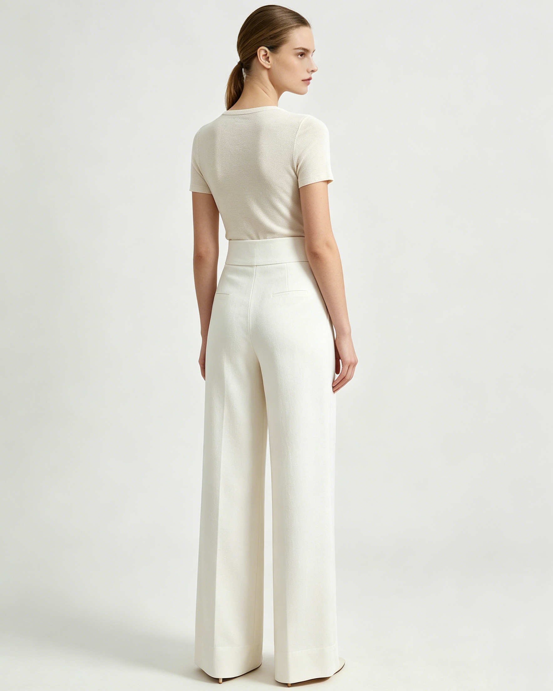 Pure Linen Wide-Leg Trousers with Wide Waistband Suitpure