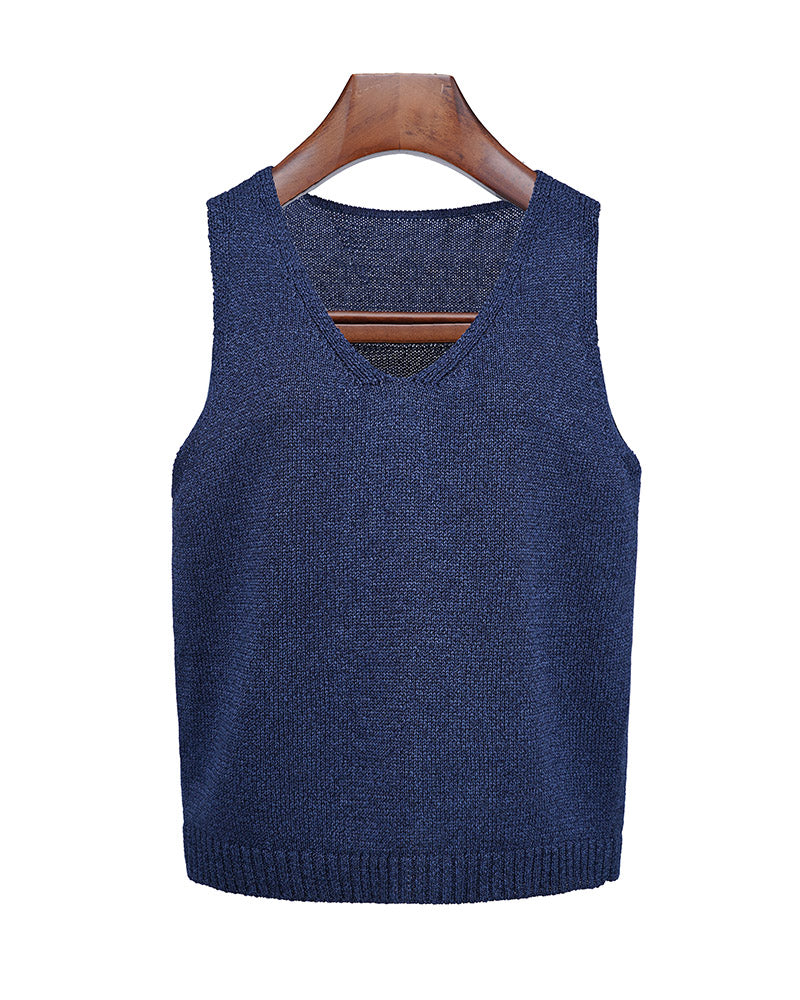 Sleeveless Washi Yarn Top with Natural Texture