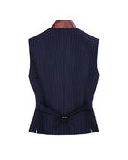 Vintage British 100% Wool Pinstripe Irregular Asymmetric Tailored Waistcoat