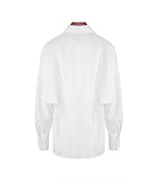 Plain White Flowing Waist-Cinching Blouse | Seamless Drape Suitpure