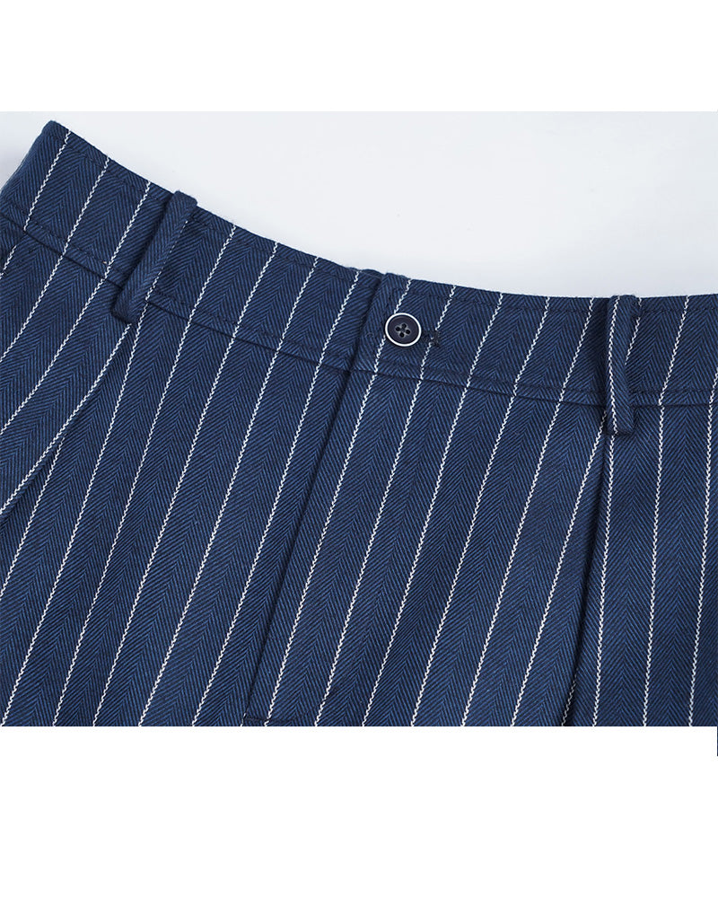 Striped Midi Skirt with Front & Back Slit