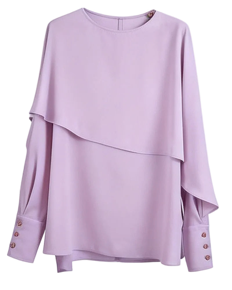 Off-Shoulder Asymmetrical Cape Blouse | Romantic Flowing Suitpure