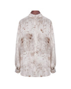 Women's Stand Collar Tie-Dye Long Sleeve Casual Blouse Suitpure