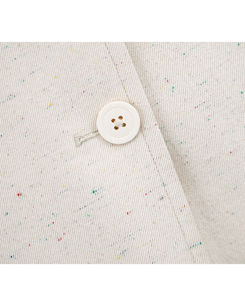 Cotton Twill Mandarin Blazer | Speckled Yarn Texture Suitpure
