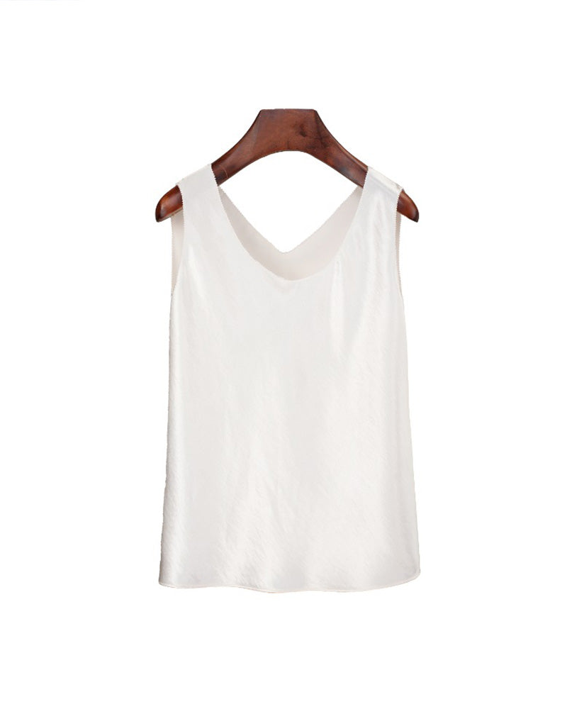 Four-Color Simple Satin Acetate Tank Top Suitpure