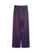 Elegant Purple High Waist Tie Belt Straight Wide Leg Trousers Suitpure