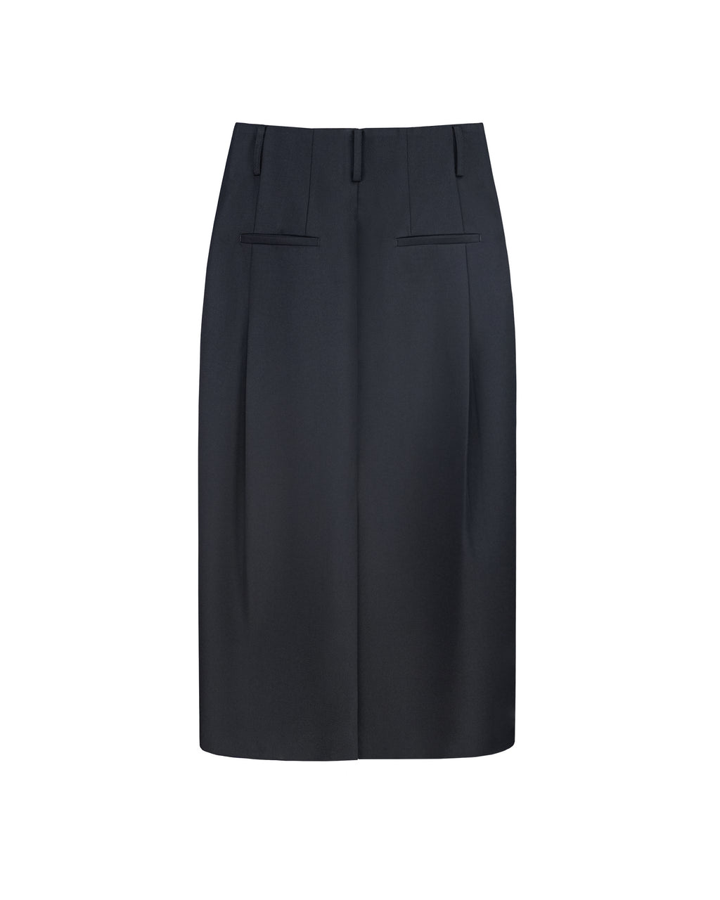 Black Wool Cavalry Twill Tulip Skirt| 100% Wool