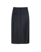 Black Wool Cavalry Twill Tulip Skirt| 100% Wool
