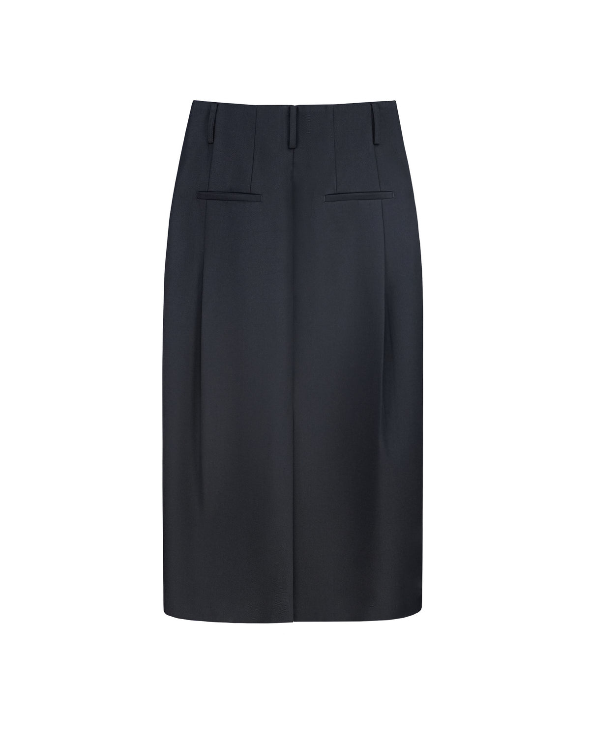 Black Wool Cavalry Twill Tulip Skirt| 100% Wool