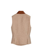 Vintage Linen U-Neck Waist-Cinching Vest Suitpure