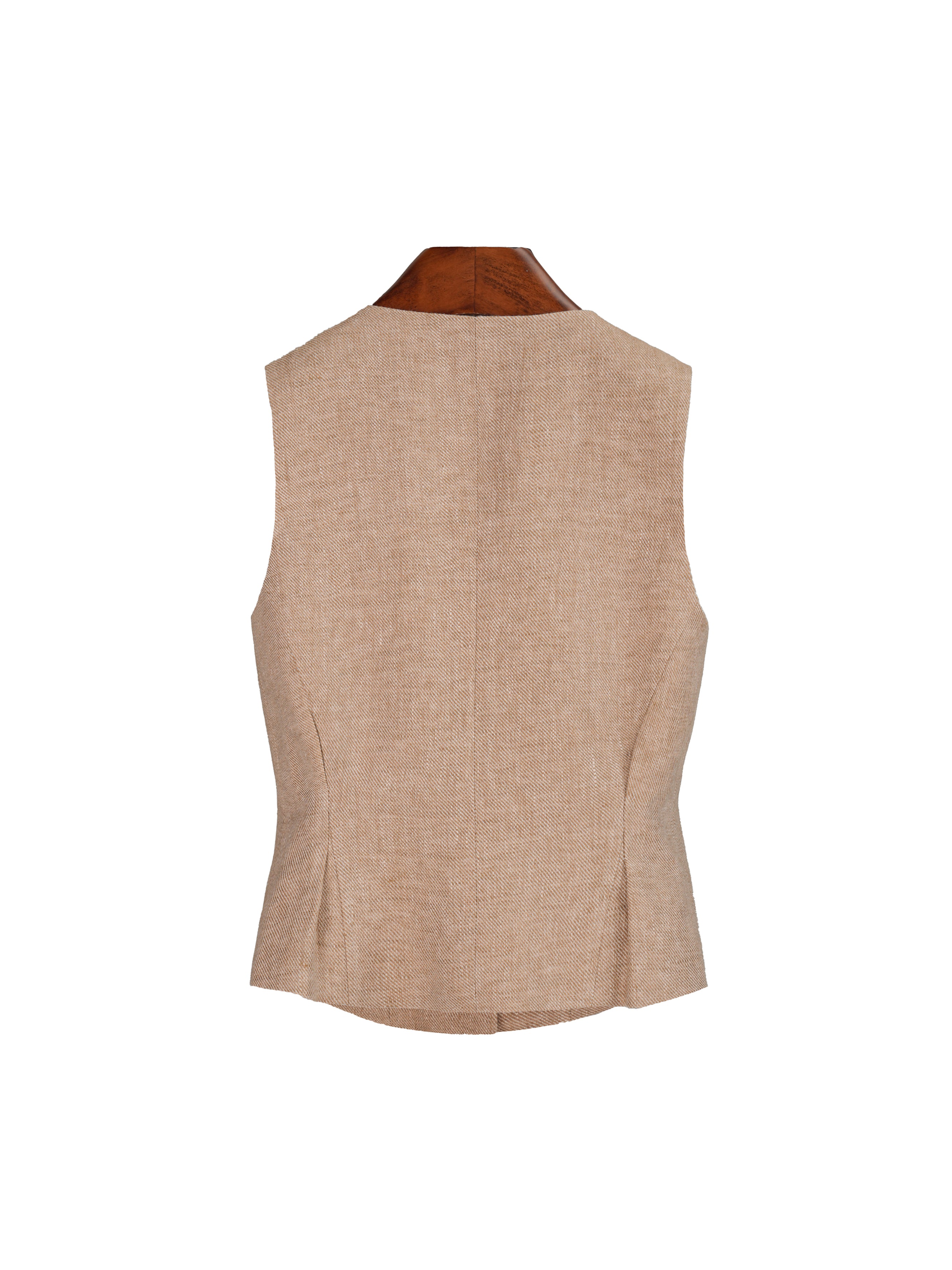 Vintage Linen U-Neck Waist-Cinching Vest Suitpure