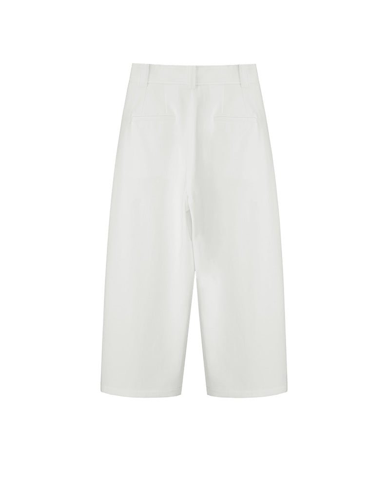 Clean Cut Double Pleat Cropped Wide-Leg Trousers Suitpure