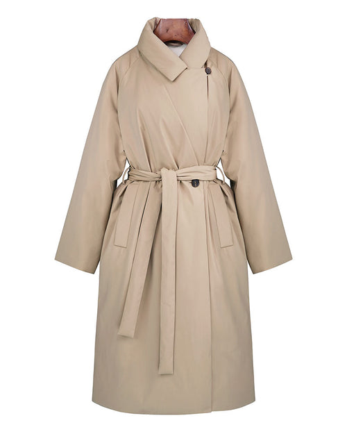 Khaki Goose Down Oversized Puffer Coat Suitpure