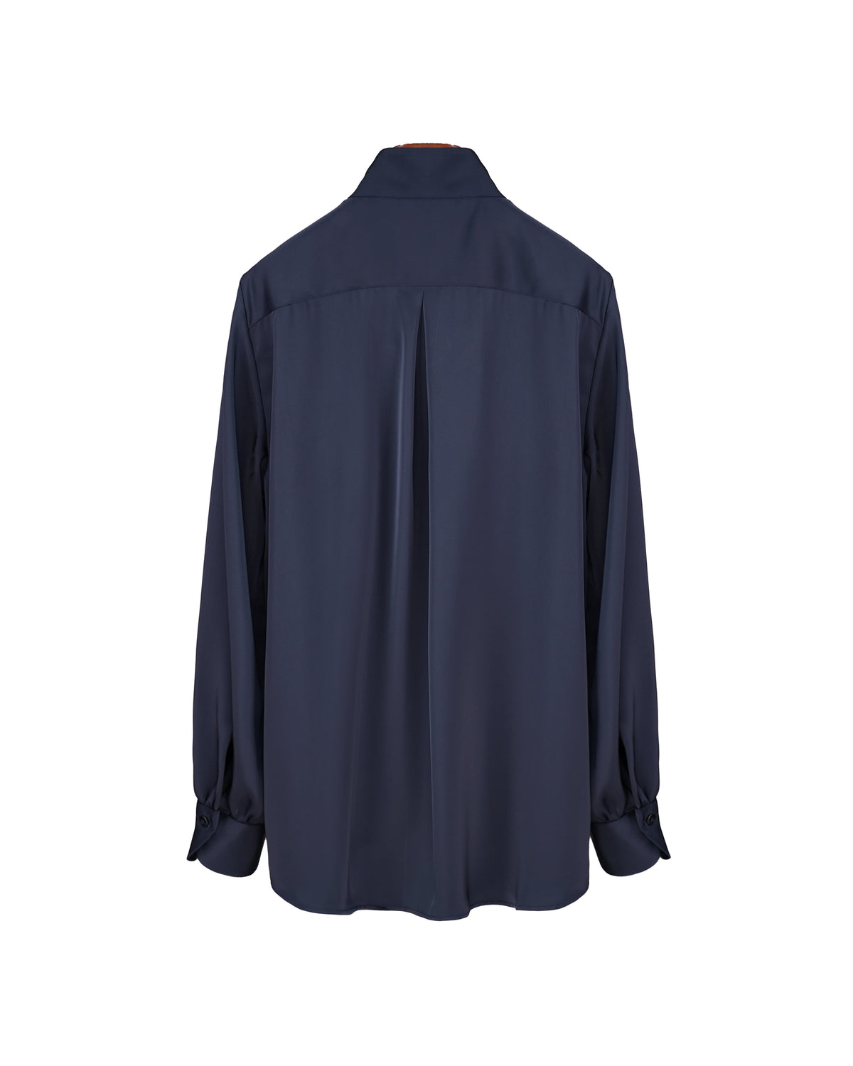 Blue Wave Navy Stand Collar Draped Blouse