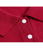 Casual Red Knit Polo with Collar