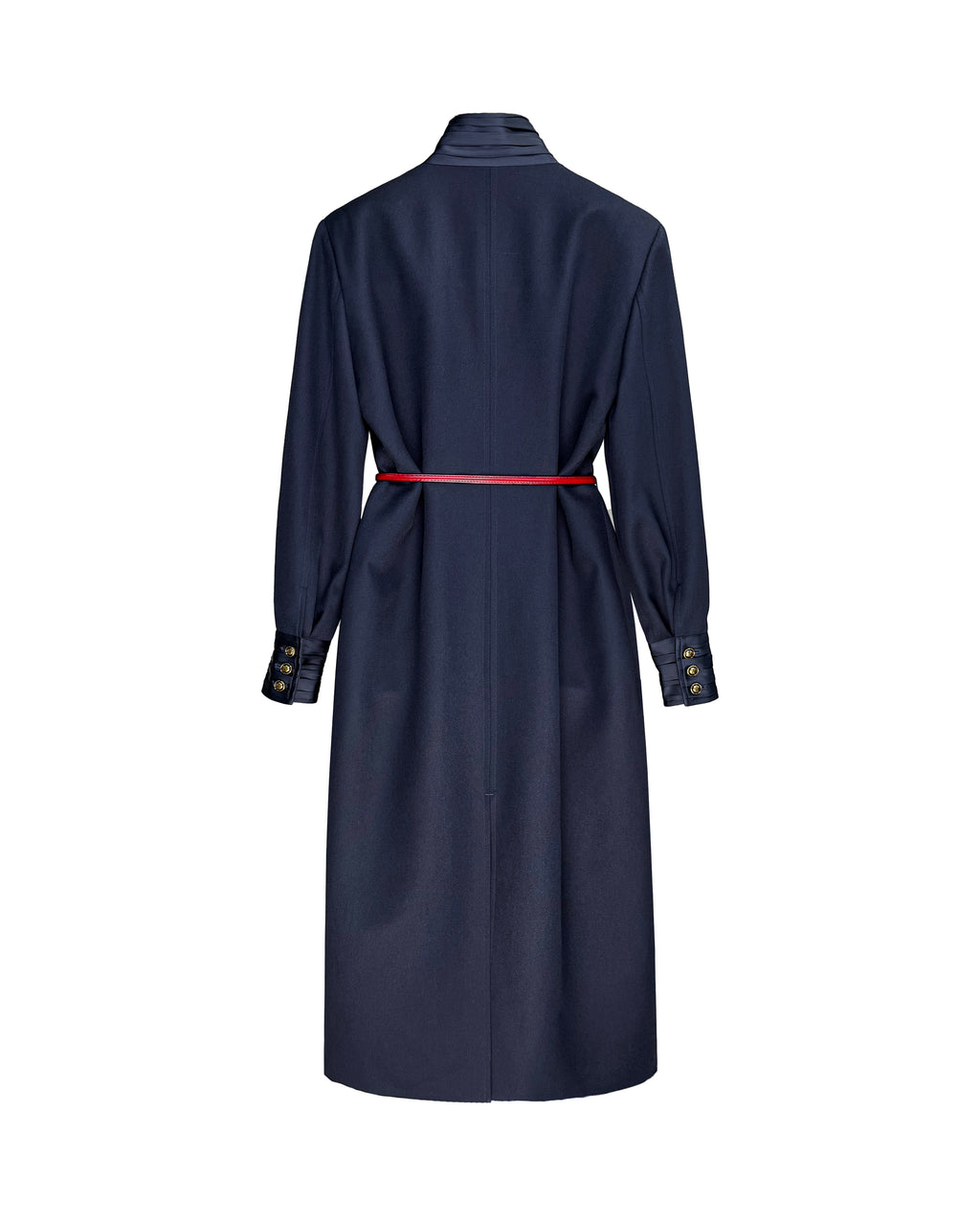 Navy 100% Wool Cavalry Twill Zip Front Dress