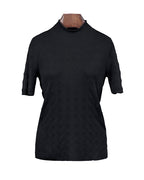 Mock Neck Pullover with Floral Motif | Soft Knit