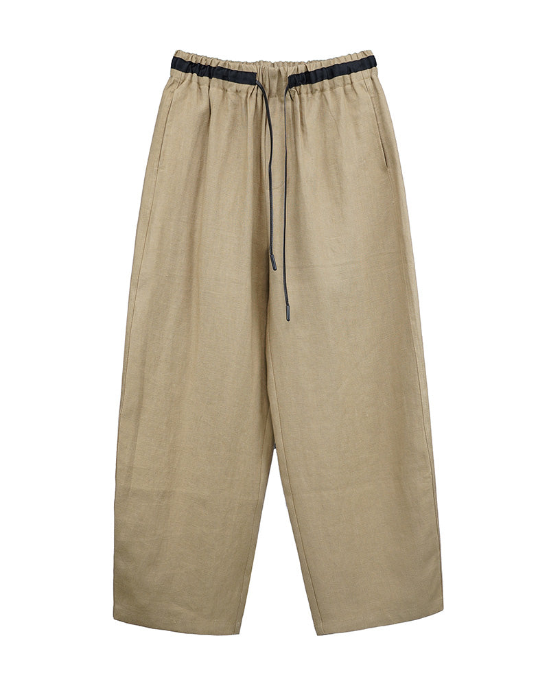 Relaxed Fit Linen Cropped Trousers Suitpure