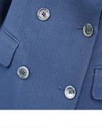Color-Block Peak Lapel Blazer in Mist Blue Suitpure