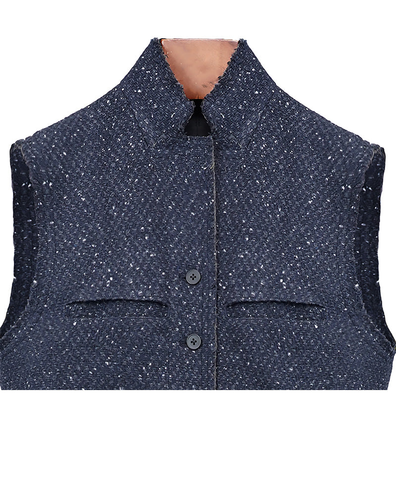 Longline Tweed Vest with Tailored Fit