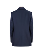 Navy 100% Wool Cavalry Twill Double Breasted Blazer | 100% Wool