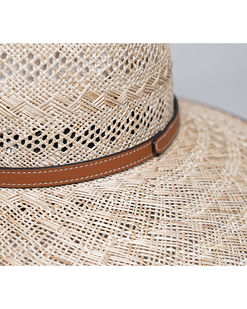 Women Summer Breathable Wide Brim Hollow Weave Straw Sun Hat Suitpure