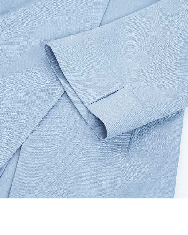 Cloud Blue Elegant 3/4 Sleeve Blazer Suitpure