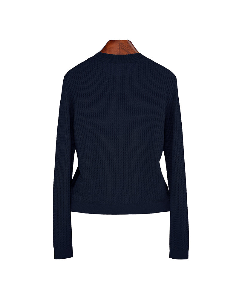 Crew Neck Vertical Stripe Knit Base Layer Top