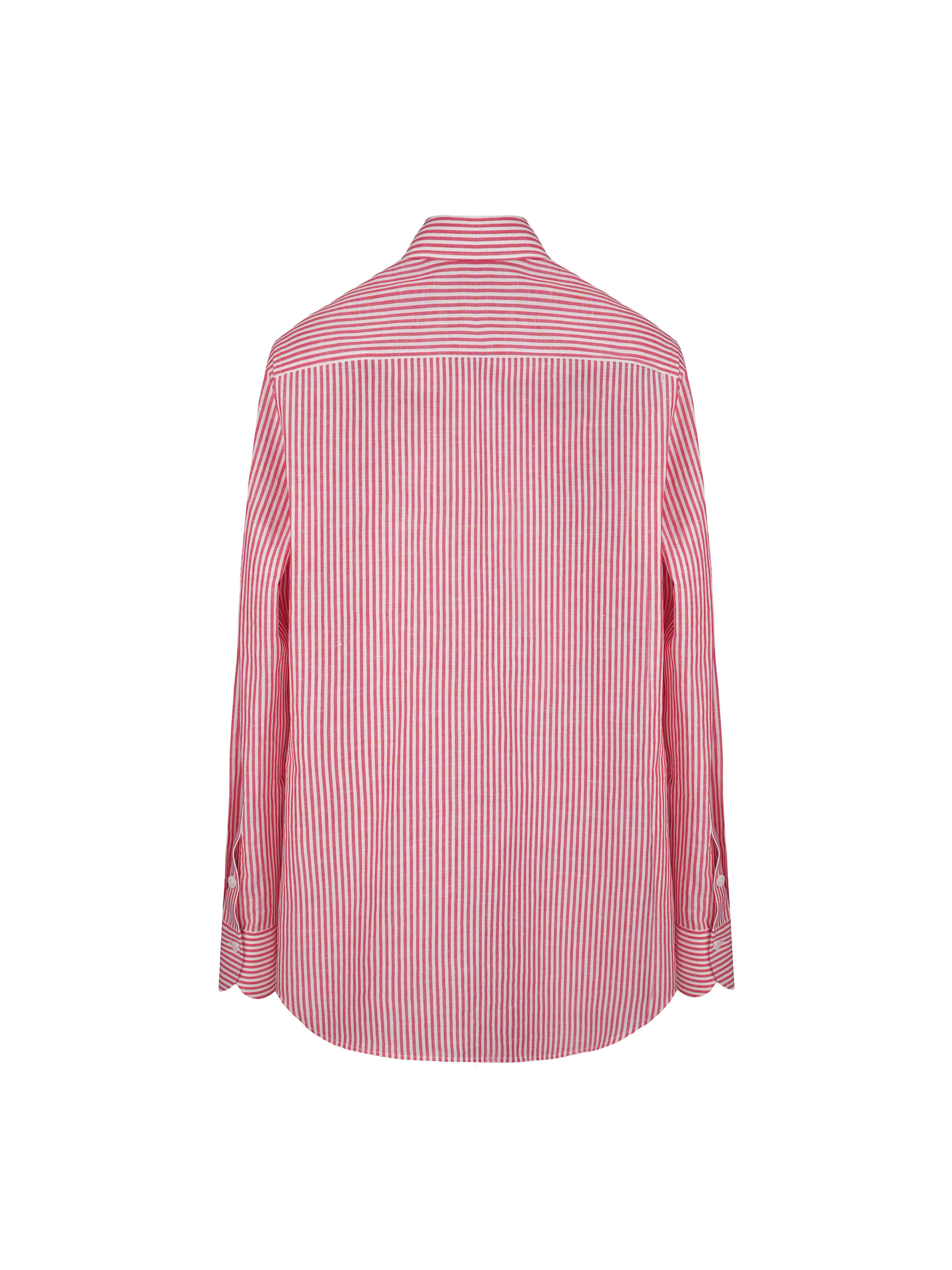 Red Linen Cotton French Collar Blouse Suitpure