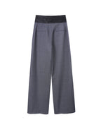 Dark Grey Prince of Wales Check Satin‑Trim Pleated Straight‑Leg Trousers | 100% Wool