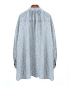 Draped Mandarin Collar Blouse in Tencel Linen Suitpure