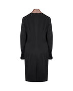 Women Elegant Black V Notch Neck Long Sleeve Sheath Dress for Office Work Suitpure