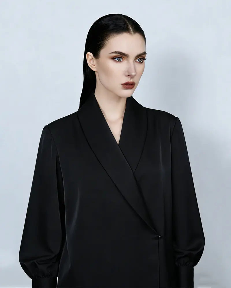 Shawl Collar Blouse in Black and White Suitpure