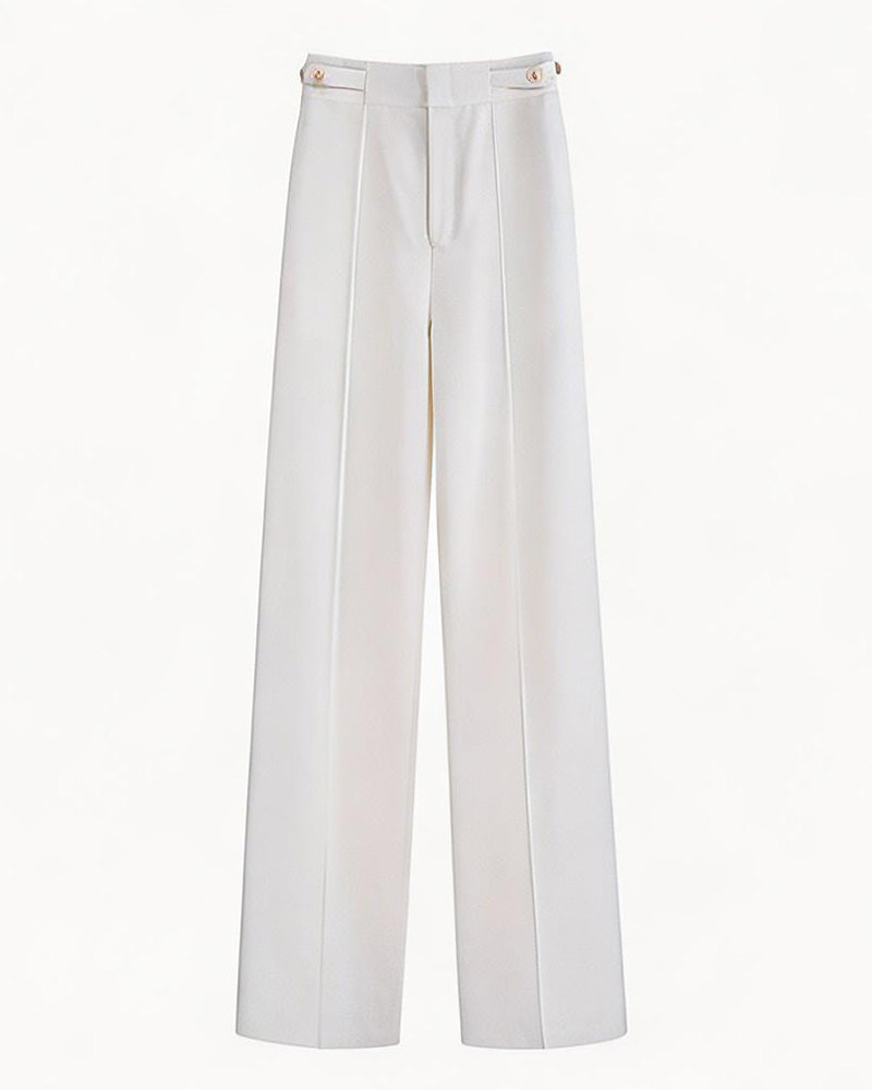 Acetate Cotton Long Straight Trousers with Belt Loops Suitpure