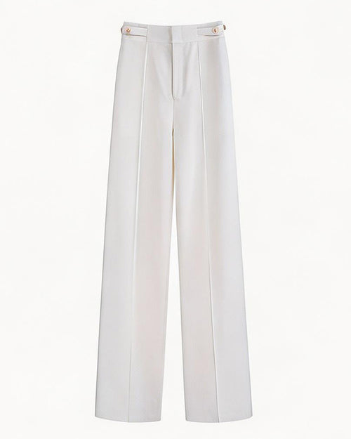 Acetate Cotton Long Straight Trousers with Belt Loops Suitpure