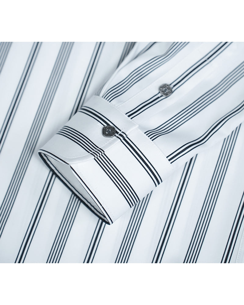 Striped Tencel Cotton Lapel Collar Shirt Suitpure
