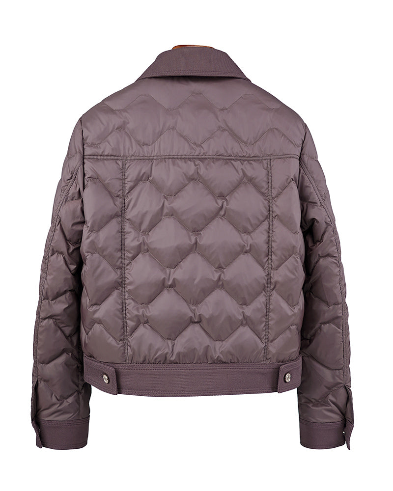 Short Down Puffer in Ebony Brown