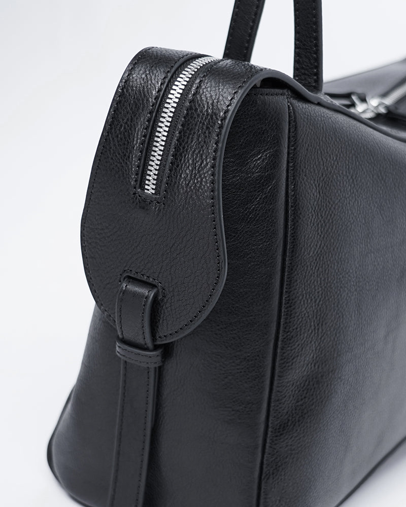 Women Smooth Black Genuine Leather Underarm Bag Suitpure