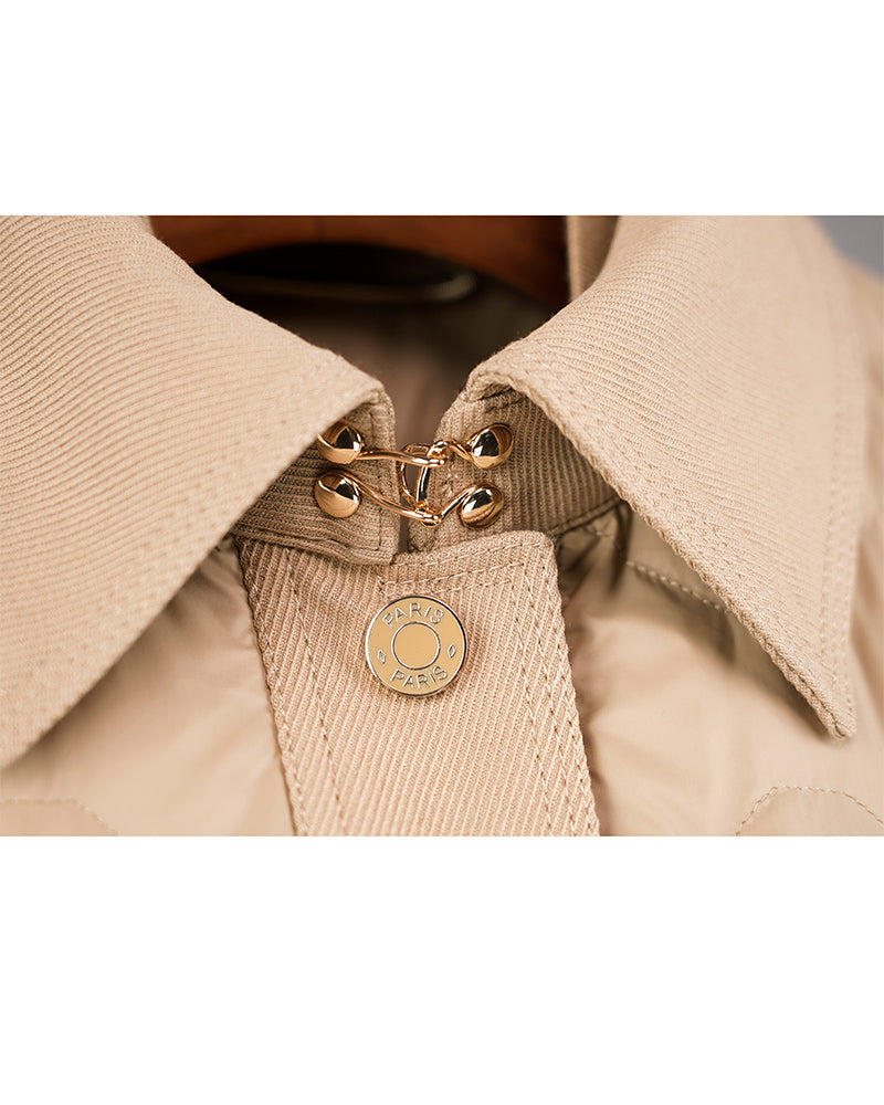 Khaki Paneled Down Puffer Jacket