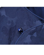 Oriental-Inspired Jacquard Coat in Blue