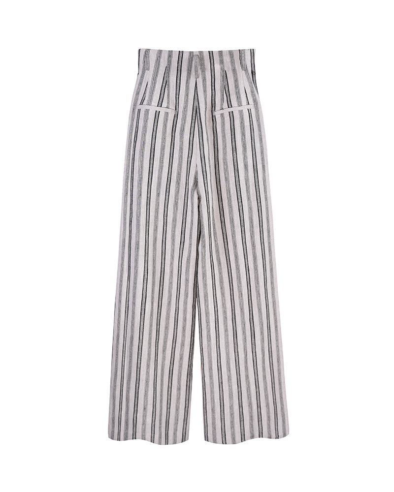 High Striped Linen Palazzo Suitpure